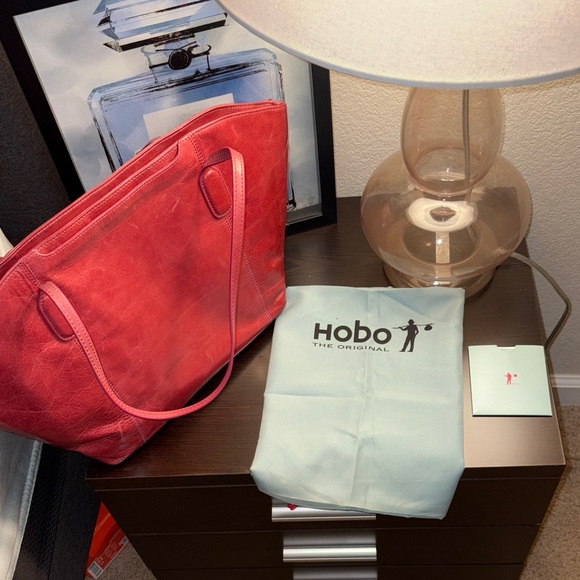 HOBO Cherry Red Leather Tote - Picture 3 of 9